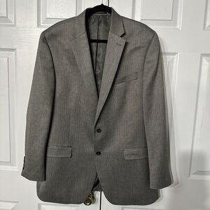 Chaps Ralph Lauren Gray Herringbone 46L 2 Button Blazer Notch Collar Single Vent